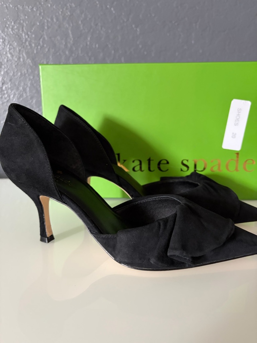 Kate Spade “Shayna” Black Suede Pointed-Toe D'Orsay Heels, Sz 7M